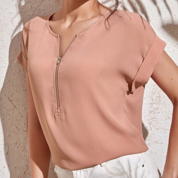 Boho zipper detail v neck blouse - Picture 12 of 13